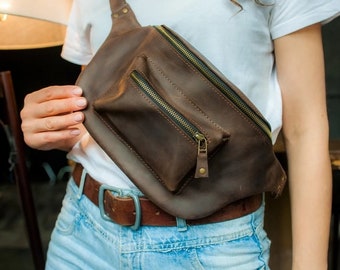 Personalized hip bag, Leather belt bag, Waist bag for men, Leather waist bag, Leather fanny pack, Personalized fanny pack