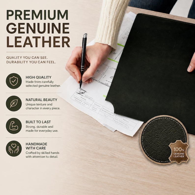 Handmade leather paper pouch, Leather folder for papers, Leather document holder, Leather portfolio large, Leather file holder image 4