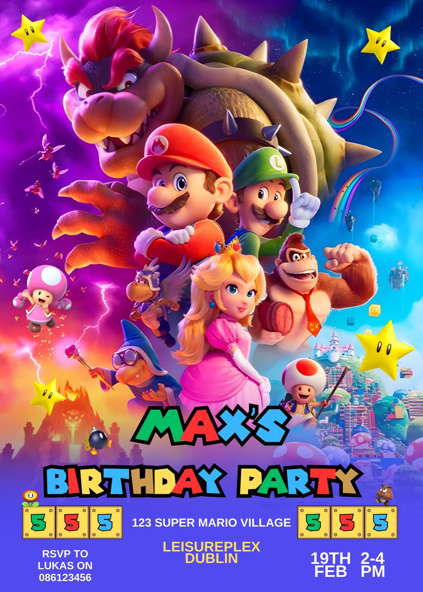 Mario Groupa Editable Super Mario Group Birthday Invitation - Etsy