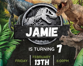 Convite de aniversário Jurrassic Park