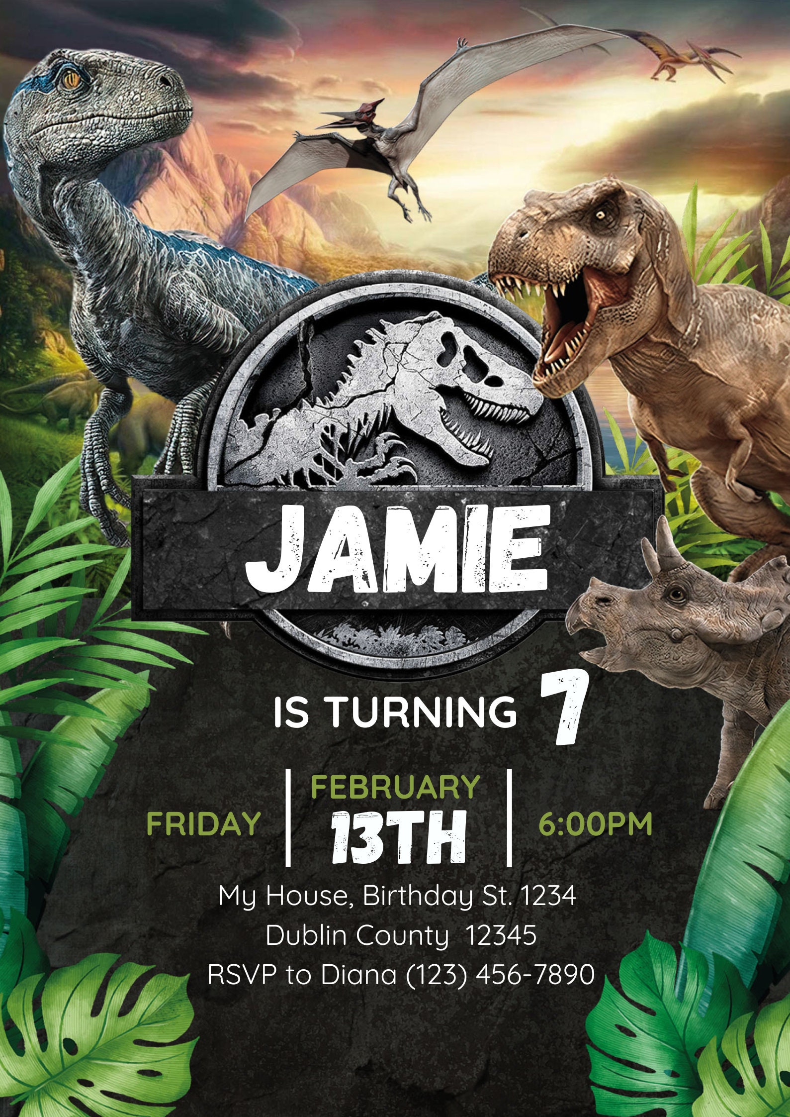 jurrassic-park-birthday-invitation-etsy for Free Printable Jurassic World Birthday Invitations Jurrassic Park Birthday Invitation - Etsy for Free Printable Jurassic World Birthday Invitations