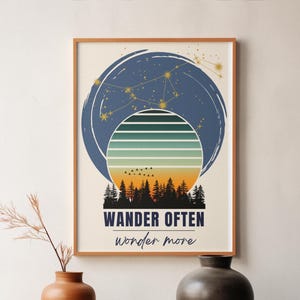 Retro Camping Print: Wander Often Forest Art