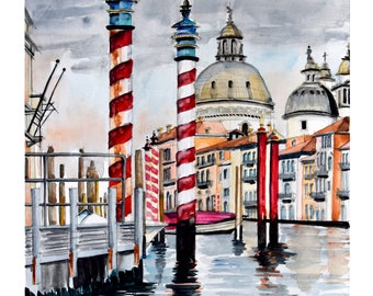 Pósters Venecia, Basílica de S. Marco, Venecia Lámina en acuarela