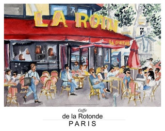 Cafe de la Rotonde, Paris poster, Travel Poster Print