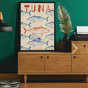 Vintage Tuna Fish Poster: Retro Nautical Kitchen Wall Art