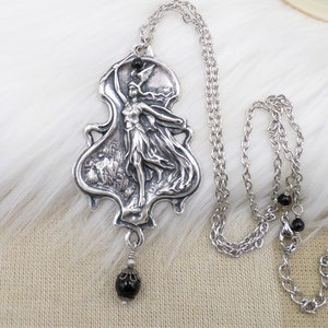 Warrior Goddess Freya Necklace, Silver, Big Viking Pendant, Valkyrie, Goddess of Love, Norse Jewelry, Large Goddess Pendant, Cosplay Jewelry
