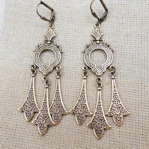 Brass Chandelier Earrings: Medieval Renaissance Royalcore Jewelry
