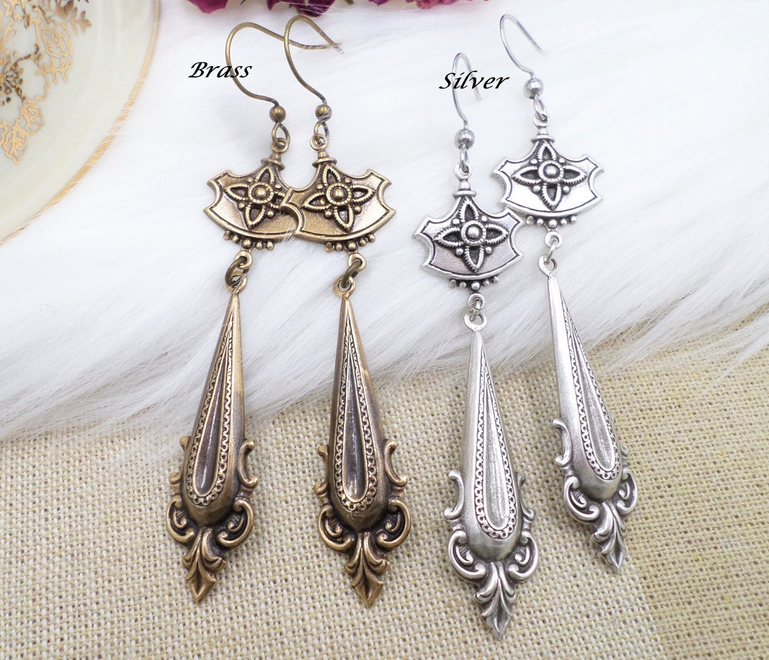 Tudor Edwardian Earrings, Choice, Long Medieval Spike Earrings
