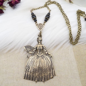 Marie Antoinette Necklace, Oxidized Brass Rococo Jewelry, Victorian Reproduction, Baroque Tudor Style Jewelry, Goddess Queen Necklace