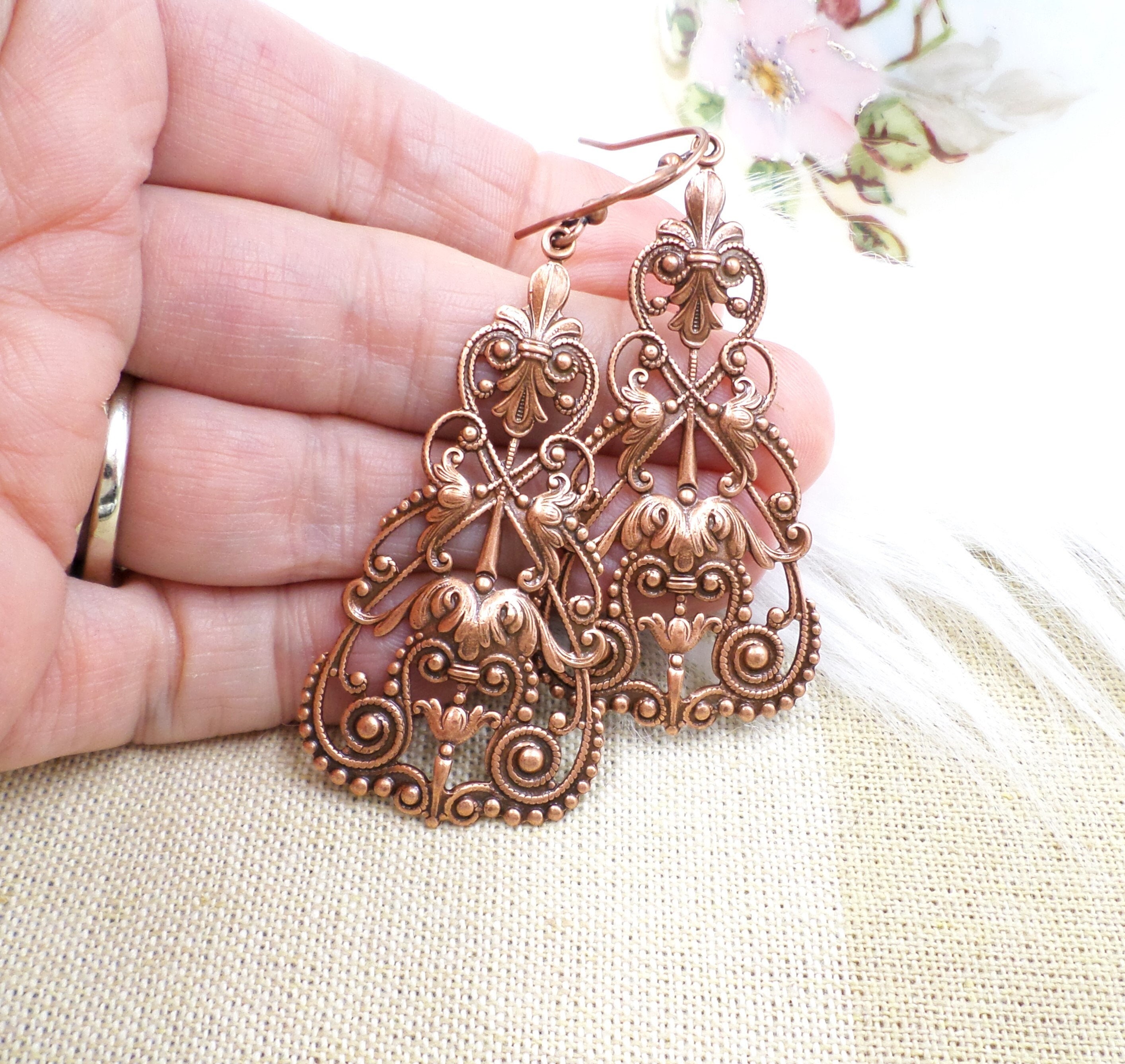 Antique copper earrings discount