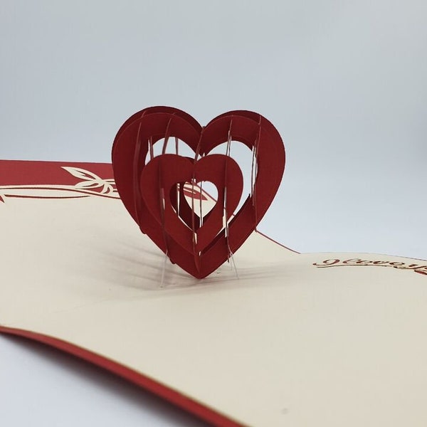 3D Pop Up Karte Herz Liebe Valentinstag Hochzeit Verlobung