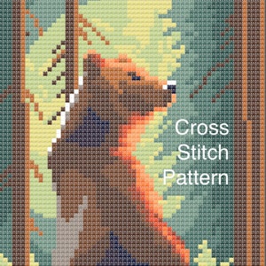 Forest Grizzly Bear — Full Coverage Modern Cross Stitch Pattern