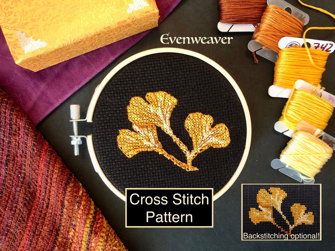 Yellow Ginkgo Leaves - Modern Nature Cross Stitch Pattern - Etsy