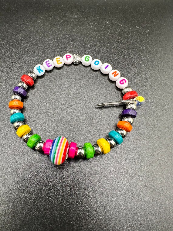 Striped Hearts with Wood Bead Striped Hearts with Wood Bead