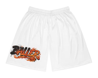 BALLER Graffiti Basketball Shorts for Boys | Athletic Mesh Shorts