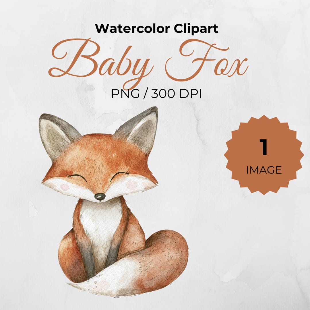 Watercolor Baby Fox Clipart, Cute Brown Baby Fox, Baby Forest Animals ...
