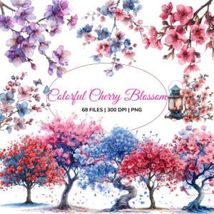 Cherry Blossom Clipart, Watercolor Sakura Clipart, Cherry Blossom Branches, Spring Floral Clipart, Wedding Flowers, Floral Nursery Decor