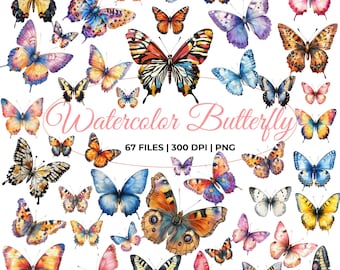 Watercolor Butterfly Clipart, Watercolor Butterflies PNG, Colorful Butterflies, Spring Clipart, Butterfly Nursery Decor, Magical Butterflies