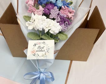 10Pcs Crochet Hydrangea Bouquet,Multiple Colors,Wedding Bouquet,Unique Gift For Wife,Girlfriend, Mom,Anniversary ,Birthday