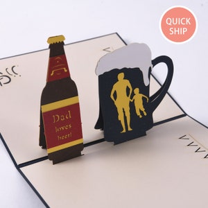 Papa liebt Bierkarte, Pop-Up-Karte für Vater, Biergrußkarte, Papierwaren, Trinkkarte, Vater-Geburtstagskarte, Bier-Themengeschenk, Sommergeschenke