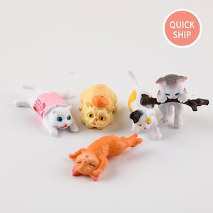5PCS Mini Figurine Cat,Cute Kitty Terrarium Figurine Decor,Miniature Animal Figurines Figure Kitten,Mini Cat Ornaments,Garden Gift