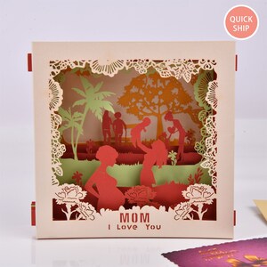 Carte 3D amusante pour maman, carte d'anniversaire pop-up, carte faite main, boîte de décoration de bureau en papier sculpté, carte pour femme, anniversaire, cadeaux pour la fête des mères