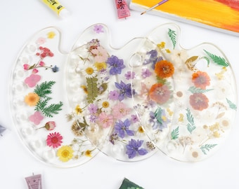 Handmade Real Floral Resin Paint Palette,Dried Flower Art,Creative Tool&Supplies For Artist,Birthday/Wedding Gifts