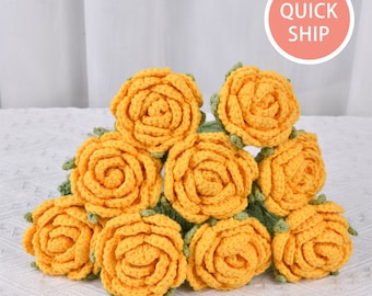 Finished Yellow Crochet Rose,Fresh and Natural Colors,Knitted Flowers,Home/Wedding Decor,Rose Lovers Gift,Birthday,Mother's Day Gifts