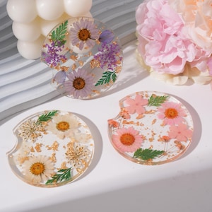 Real Flowers Outdoor Coasters Set,Wedding Preservation,Cups Mats,Home Decor,Flower Car Coasters,Summer,Bridal,Birthday/Back to School Gift
