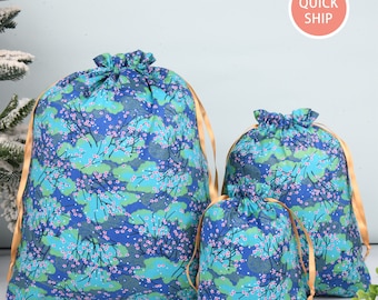 Japanese Plum Blossom Drawstring Gift Bag,Durable Storage Bag,Treat Bag,Handmade Reusable Bag,Cotton Floral Gift Bag,Graduation Gifts