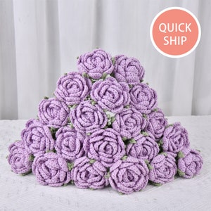 Finished Crochet Rose Bouquet,Purple Rose,Party Decor,Forever Flower,Single Stem,Anniversary,Birthday,Wedding,Rose Lover,Summer Gifts
