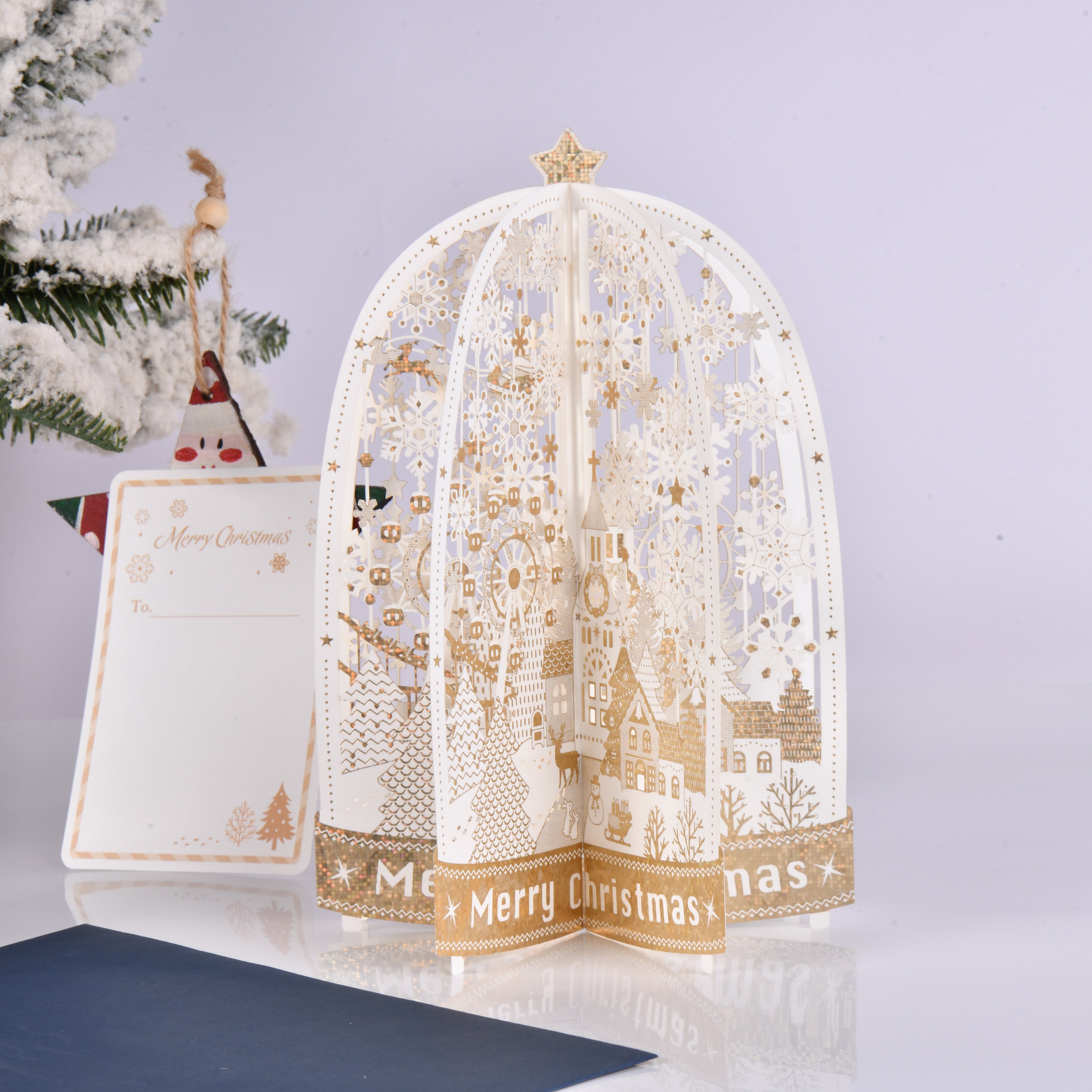 3D Castle Christmas Pop Up Greeting Card,gold Foil Card,christmas - View #11