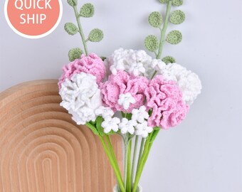 10pcs Crochet Carnation Bouquet,Knitted Baby's Breath Flower,Carnation Flowers,Home/Wedding  Decor,Anniversary Gift,Graduation Gifts