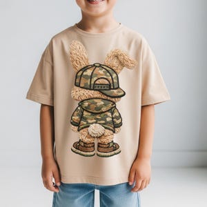PNG di Pasqua per bambini, PNG di Pasqua mimetica, PNG di Coniglietto per bambini, Design di maglietta di Pasqua per bambini, Pasqua di caccia, PNG di filato immagine 4