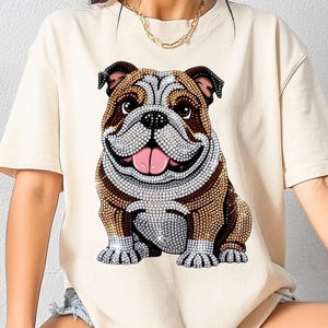 Faux Rhinestone Bulldog PNG, Bulldog shirt graphic,  Faux Rhinestone Print, Digital dog prints, Sparkly  shirt sublimation
