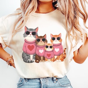Mothers Day Cat Family PNG, Cute Cat Mom Gift, Digital Cats, Cat Mom Shirt, Cat Sticker download, Cat Coffee Mug PNG