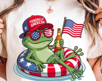 Patriotic Frog PNG: 4th of July Sublimation Design