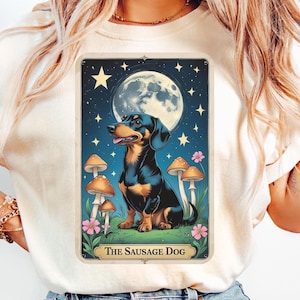 Wursthund Tarot PNG, Hundemama Muttertag, Wursthund Mutter, Dackel T-Shirt, Tarot Karte Digital Art