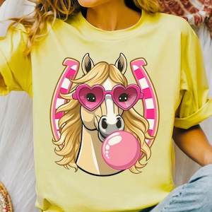Bubblegum Horse PNG, Young Cowgirl shirt, Horse Sublimation,  Western shirt png, Girls T-Shirt Design, Rodeo shirt design