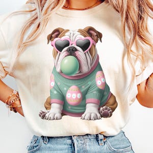 Easter Bulldog Png, Easter Animal Clipart, Digital Dog Print, Easter shirt idea, Dog download, Cute dog shirt, Digital Easter, PNG shirts