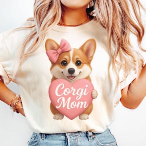 Perro Corgi PNG / Lindo Corgi con lazo / Diseño de sublimación de mamá perro / Diseños de perros PNG / Mamá perro / Perros del Día de la Madre