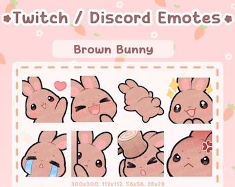8 uroczych brązowych emotikonów Twitch / Discord Bunny