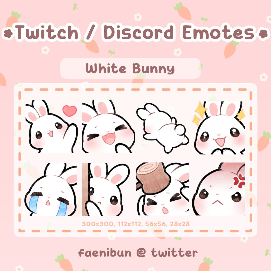 8 Cute White Bunny Twitch / Discord Emotes - Etsy