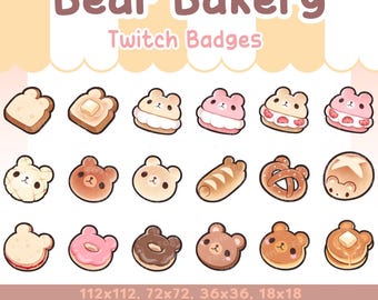 Odznaki Twitch Cute Bear Bakery