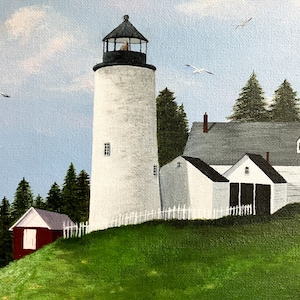 Lighthouse Original Acrylic Painting, framed