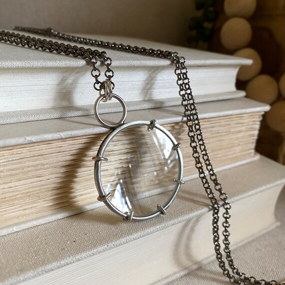 SM 3.5x Sterling Silver Magnifier Necklace - Magnify Glass - Magnifying Pendant - Monocle // Small 1.5" Lens // 3.5x Optimal Reading Power