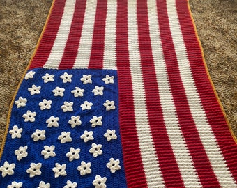 Handmade American Flag Afghan