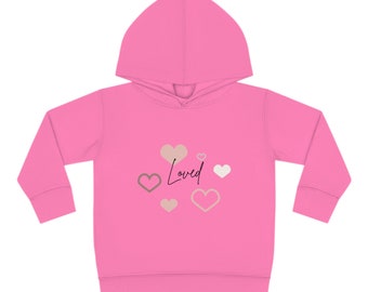 Loved, Hearts, Toddler Pullover Fleece Hoodie