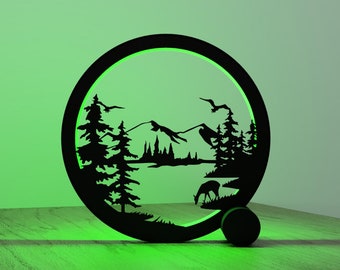 Dekorative Ring-Tischlampe mit Fluss-Thema RGB