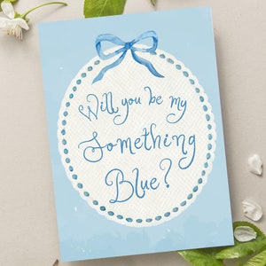 Vuoi essere il mio Something Blue? / Proposta di matrimonio / Something Blue Crew Card / Download digitale immediato PNG / Elegante fiocco acquerello